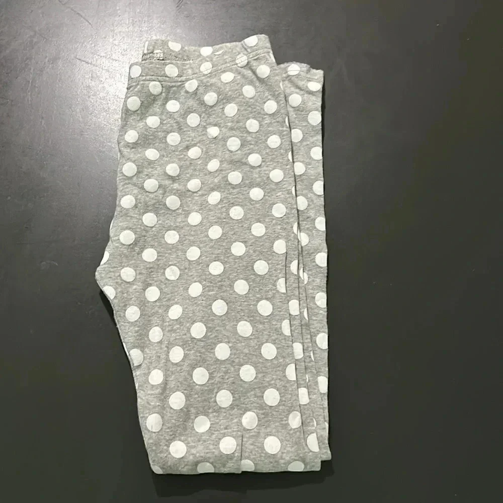 Carters girls size 12 pajama set, long sleeve top & pants white/gray comfy EUC